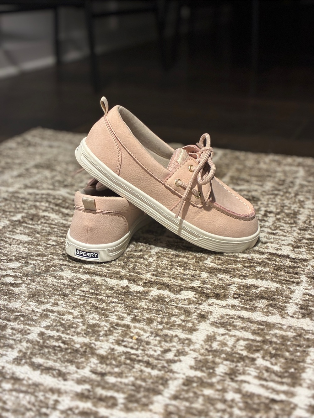 NWOT Sperry Kids Blush Pink Lace-Up Boat Sneakers